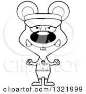 Lineart Clipart Of A Cartoon Black And White Mad Mouse Lifeguard Royalty Free Outline Vector Illustration