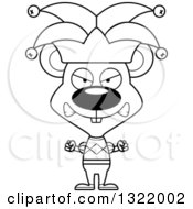 Lineart Clipart Of A Cartoon Black And White Mad Mouse Jester Royalty Free Outline Vector Illustration