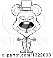 Lineart Clipart Of A Cartoon Black And White Mad St Patricks Day Irish Mouse Royalty Free Outline Vector Illustration