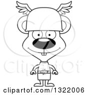 Lineart Clipart Of A Cartoon Black And White Happy Mouse Hermes Royalty Free Outline Vector Illustration