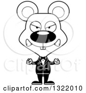 Poster, Art Print Of Cartoon Black And White Mad Mouse Groom
