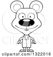 Lineart Clipart Of A Cartoon Black And White Happy Mouse Doctor Royalty Free Outline Vector Illustration