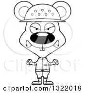Lineart Clipart Of A Cartoon Black And White Mad Mouse Zookeeper Royalty Free Outline Vector Illustration