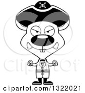 Lineart Clipart Of A Cartoon Black And White Mad Mouse Pirate Royalty Free Outline Vector Illustration