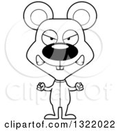 Lineart Clipart Of A Cartoon Black And White Mad Mouse In Pajamas Royalty Free Outline Vector Illustration