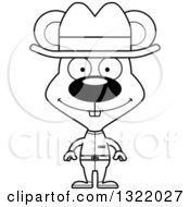 Poster, Art Print Of Cartoon Black And White Happy Mouse Cowboy