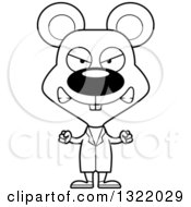 Lineart Clipart Of A Cartoon Black And White Mad Mouse Doctor Royalty Free Outline Vector Illustration