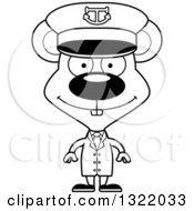 Lineart Clipart Of A Cartoon Black And White Happy Mouse Captain Royalty Free Outline Vector Illustration