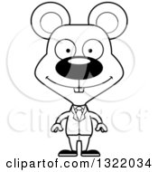 Poster, Art Print Of Cartoon Black And White Happy Mouse Business Man