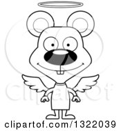Poster, Art Print Of Cartoon Black And White Happy Mouse Angel