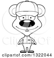 Lineart Clipart Of A Cartoon Black And White Happy Mouse Baseball Player Royalty Free Outline Vector Illustration