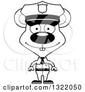 Lineart Clipart Of A Cartoon Black And White Happy Mouse Police Officer Royalty Free Outline Vector Illustration