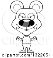 Lineart Clipart Of A Cartoon Black And White Mad Casual Mouse Royalty Free Outline Vector Illustration