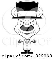 Lineart Clipart Of A Cartoon Black And White Mad Mouse Circus Ringmaster Royalty Free Outline Vector Illustration