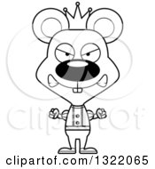 Lineart Clipart Of A Cartoon Black And White Mad Mouse Prince Royalty Free Outline Vector Illustration