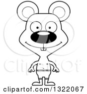 Poster, Art Print Of Cartoon Black And White Happy Mouse Swimmer