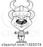 Lineart Clipart Of A Cartoon Black And White Mad Mouse Viking Royalty Free Outline Vector Illustration