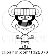 Lineart Clipart Of A Cartoon Black And White Mad Mouse Robber Royalty Free Outline Vector Illustration