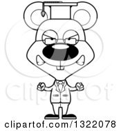 Lineart Clipart Of A Cartoon Black And White Mad Mouse Professor Royalty Free Outline Vector Illustration