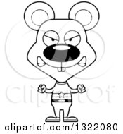 Lineart Clipart Of A Cartoon Black And White Mad Mouse Super Hero Royalty Free Outline Vector Illustration