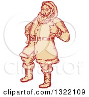 Poster, Art Print Of Retro Engraved Santa Claus Giving A Thumb Up