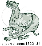 Retro Engraved Running Greyhound Dog