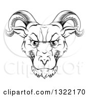 Poster, Art Print Of Black And White Snarling Ram Head