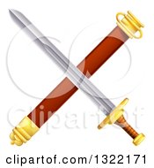 Clipart Of A Crossed Sword And Scabbard Royalty Free Vector Illustration