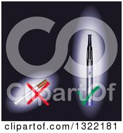 Clipart Of A 3d Cigarette With An X And E Cig With A Check Mark On Black Royalty Free Vector Illustration