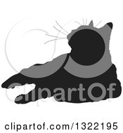 Poster, Art Print Of Black Resting Cat Silhouette Looking Up