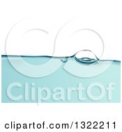 Poster, Art Print Of Background Of Blue Water Surface With A Bubble Over White