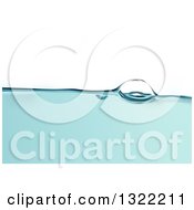 Clipart Of A Background Of Blue Water Surface With A Bubble Over White Royalty Free Vector Illustration