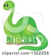 Poster, Art Print Of Happy Green Apatosaurus Dinosaur