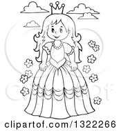 Poster, Art Print Of Black And White Princess With Clouds And Flowers