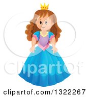 Poster, Art Print Of Brunette White Princess In A Blue Dress