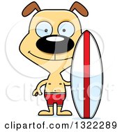 Clipart Of A Cartoon Happy Dog Surfer Royalty Free Vector Illustration