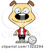 Poster, Art Print Of Cartoon Happy Dog Volleyball Player