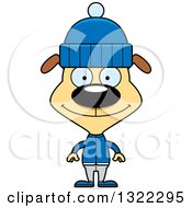 Poster, Art Print Of Cartoon Happy Dog In Winter Clothes