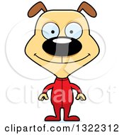 Clipart Of A Cartoon Happy Dog In Pajamas Royalty Free Vector Illustration