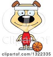 Poster, Art Print Of Cartoon Happy Dog Basketball Player