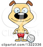 Poster, Art Print Of Cartoon Happy Dog Beach Volleyball Player