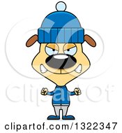 Clipart Of A Cartoon Mad Dog In Winter Clothes Royalty Free Vector Illustration