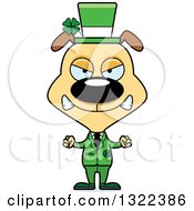 Clipart Of A Cartoon Mad St Patricks Day Irish Dog Royalty Free Vector Illustration