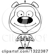 Lineart Clipart Of A Cartoon Black And White Happy Space Dog Royalty Free Outline Vector Illustration