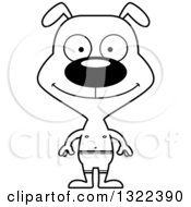 Lineart Clipart Of A Cartoon Black And White Happy Dog Swimmer Royalty Free Outline Vector Illustration