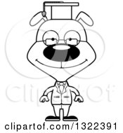 Lineart Clipart Of A Cartoon Black And White Happy Dog Professor Royalty Free Outline Vector Illustration