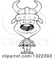 Lineart Clipart Of A Cartoon Black And White Happy Dog Viking Royalty Free Outline Vector Illustration