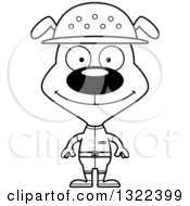 Lineart Clipart Of A Cartoon Black And White Happy Dog Zookeeper Royalty Free Outline Vector Illustration