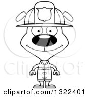 Poster, Art Print Of Cartoon Black And White Happy Dog Firefighter