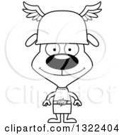 Lineart Clipart Of A Cartoon Black And White Happy Dog Hermes Royalty Free Outline Vector Illustration
